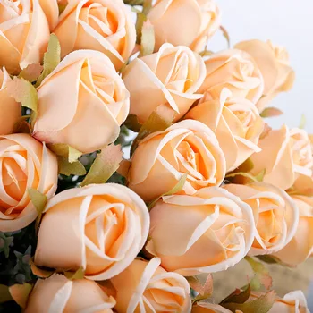 1 букет из 18 головок Искусственных цветов, Пион, Чайная роза, Осенние шелковые искусственные цветы для украшения гостиной, дома, сада, свадьбы своими руками