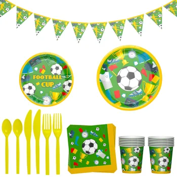 1 комплект футбольной декорации для вечеринки по случаю Дня рождения Футбольная тематика Одноразовая Посуда для вечеринки по случаю Дня рождения Декор для вечеринки для мальчиков