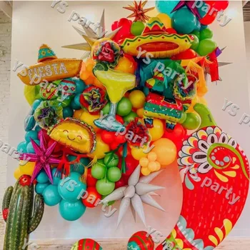 1шт Тропическое растение Кокосовая пальма Кактус Воздушный шар из алюминиевой фольги Мексиканская вечеринка Зеленая Тема Украшения Для детского Дня рождения
