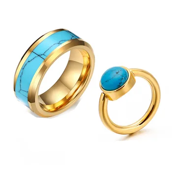 2023 Дизайнерские Обручальные кольца с голубой бирюзой для мужчин и женщин, ювелирные изделия из карбида вольфрама, Обручальное кольцо для пары, подарок на годовщину брака