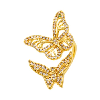 2023 Кольца-бабочки с резьбой в стиле ретро Бохо для женщин Золотого цвета, Цветное Обручальное кольцо, подарки для помолвки, женские винтажные ювелирные изделия
