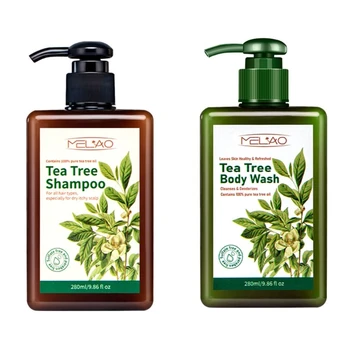280 мл Геля для мытья тела Tea Tree Body Wash Шампунь Tea Tree Shampoo Глубокое очищающее средство от перхоти и жирной зудящей кожи головы