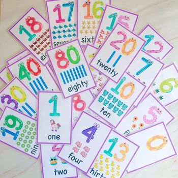 29шт цифровых цифр Детские английские слова Монтессори Карманные флеш-карты Игры для раннего обучения Развивающие Игрушки для обучения