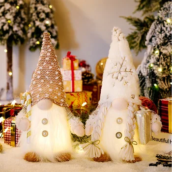 30-сантиметровая рождественская кукла эльф-гном со светодиодной подсветкой Рождественские украшения для дома Xmas Navidad Новый 2023 год Детские подарки
