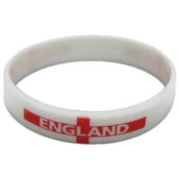 300шт Флаги стран Англии Белые резиновые браслеты Силиконовые браслеты