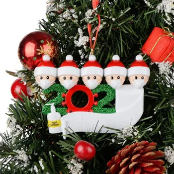 3D Рождественская смола, фигурка Санта в маске, Рождественская елка, Подвесное украшение, Рождественская елка, Рождественское украшение для дома