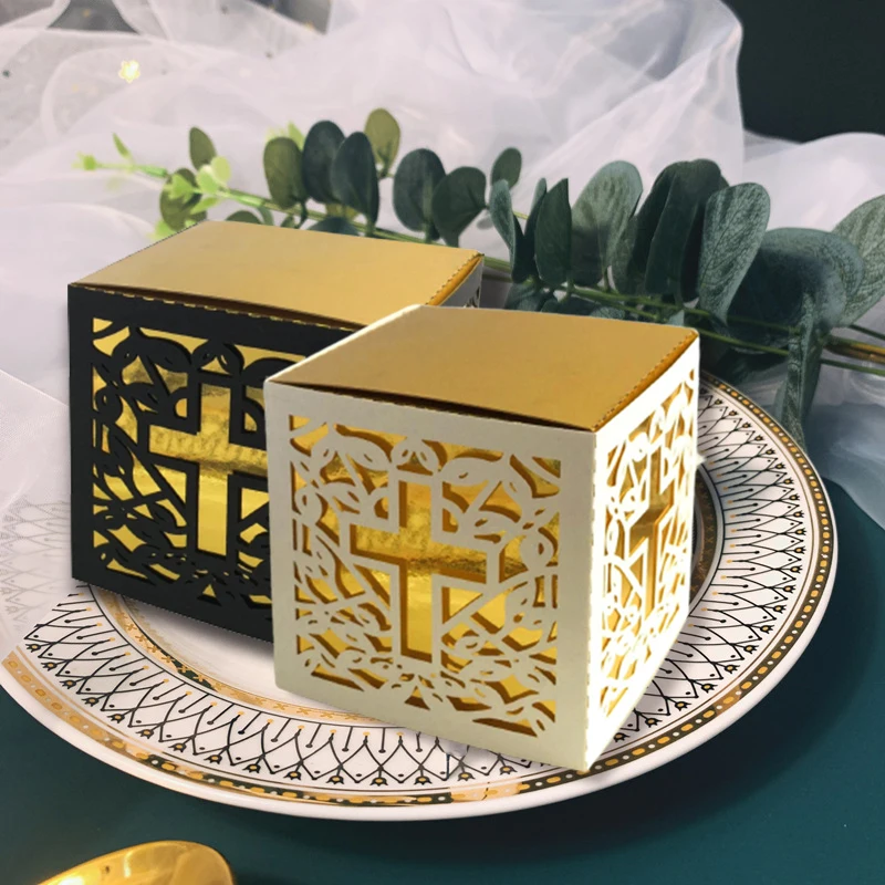50ШТ Подарочные коробки для конфет с лазерной резкой в виде креста, Ангельская коробка для душа ребенка, сделай САМ, Крещение, День рождения, Первое Причастие, Свадебный декор . ' - ' . 0