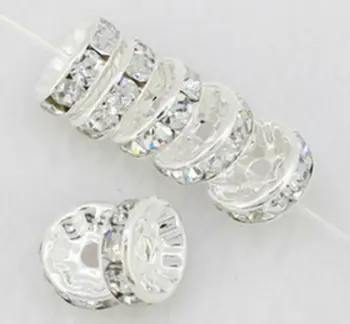 6 мм, 8 мм, 10 мм, 12 мм 100 шт./лот, белые прозрачные бусины из чешского стекла, круглые Металлические посеребренные стразы, сделай сам, кристалл d535