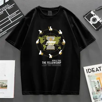 ATEEZ World Tour THE FELLOWSHIP: КАРТА мира, футболка с буквенным принтом 
