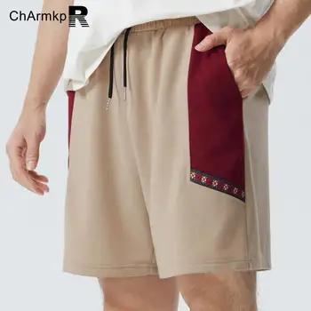 ChArmkpR 2023 Мужские шорты Летние Этнические ленты с цветными блоками Свободные шорты на завязках Повседневные короткие брюки Мужская одежда