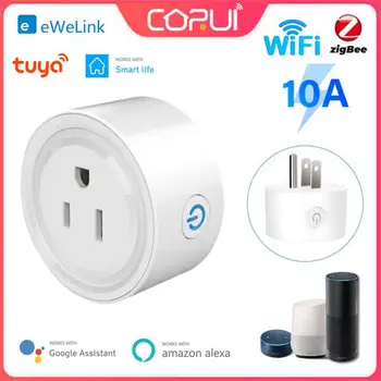 CORUI Tuya WiFi ZigBee Smart Plug Розетка Ewelink Smart Life App Пульт Дистанционного Управления Работает с Alexa Google Home Стандарт США