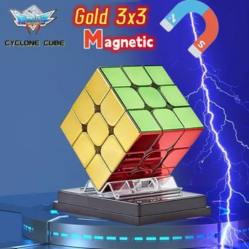 Cyclone Boys Металлическое Золото 3x3 М Магнитное Покрытие Magic Cube Профессиональная Скоростная Головоломка 3by3 3 М Венгерский Magico Cubo Toy Boy