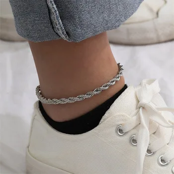 GD Модный Модный Женский ножной браслет из нержавеющей стали, Креативный Позолоченный Серебряный браслет с веревочной цепочкой для женщин, подарочные украшения
