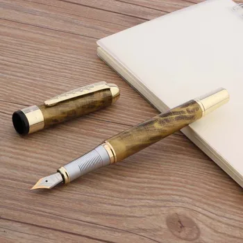 jinhao 250 подарочная ручка черная линия металл Золотая отделка M перо авторучка