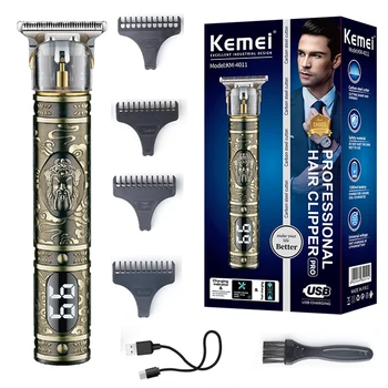 Kemei 4011 Цельнометаллический профессиональный Триммер для волос для мужчин, Парикмахерская Машинка для стрижки бороды, Электрическая машинка для стрижки волос, перезаряжаемая