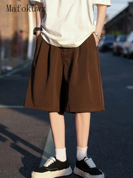 Mafokuwz Японские шорты цвета хаки, мужская летняя уличная одежда большого размера, комбинезон, брюки, повседневные винтажные брюки для костюма-карго кофейного цвета.