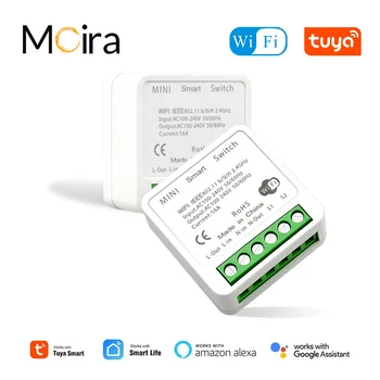 Moira Tuya Mini 16/10A WiFi Switch Модуль Автоматизации 2-Полосного Управления Smart Home Прерыватель Работы С Alexa Google Home Smart Life