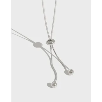SHANICE Punk Pure S925 Стерлингового серебра Изысканные ожерелья Регулировочные бусины Змеиная цепочка на ключице Модные ретро-ожерелья Для женщин