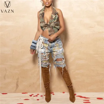 VAZN 2023 Летние Открытые джинсовые Однотонные Молодые Сексуальные джинсовые брюки с кисточками Длиной до колен в Джокерском уличном стиле с высокой талией, женские короткие брюки