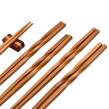 Бамбуковая посуда Бытовые бамбуковые Японские заостренные палочки для еды Карбонизированные палочки для еды 24 см Твист Бамбуковые палочки для еды
