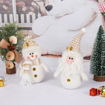 Белая кукла-снеговик, милая игрушка, Украшение рабочего стола Санта-Клаусом, Рождественское Креативное Мультяшное украшение, Атмосфера, Реквизит для фотосъемки