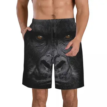 Большие и высокие мужские пляжные шорты с лицом гориллы королевского размера, Быстросохнущий купальник для фитнеса, Забавные уличные забавные 3D шорты