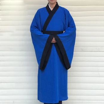 высококачественные льняные халаты Удан тайцзи костюмы для даосизма кунг-фу униформа одежда для боевых искусств даосская одежда платье тайцзи синего цвета