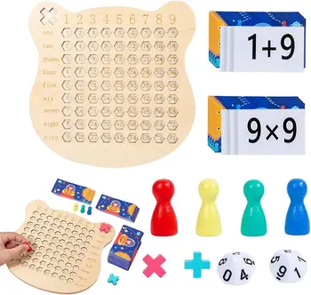 Детская Обучающая Доска По Математике, Деревянная Игрушка Для Подсчета Чисел, Развивающая Игрушка с Кубиками | Портативная Детская Интерактивная Игрушка Монтессори