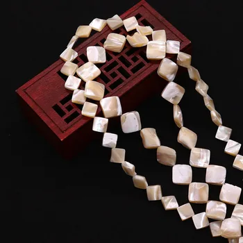 Диагональные квадратные бусины из натуральной морской раковины для изготовления изысканных женских украшений, ожерелье, серьги, браслет, аксессуар