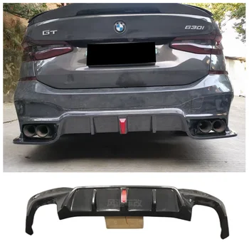 Для BMW 6 Серии GT G32 2018-2022 Высококачественный Карбоновый Бампер Багажника Задний Диффузор Спойлер Крышка Выхлопной Системы (Со Светодиодной Подсветкой)