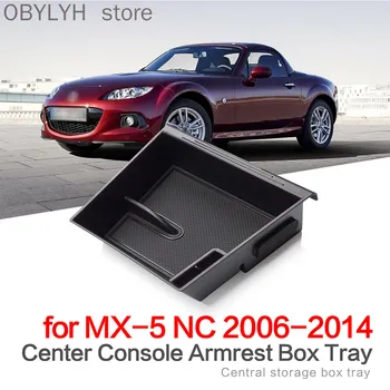 для Mazda MX-5 NC 2006 ~ 2014 MX5 Подлокотник Ящик для хранения Центральная Консоль Стекающийся Органайзер Контейнеры Держатель Лоток Аксессуары 2012