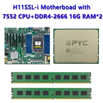 Для материнской платы Supermicro H11SSL-I Socket SP3 180 Вт TDP с двойным процессором EPYC 7552 CPU 2шт DDR4 16 ГБ 2666 МГц RAM REV2.0