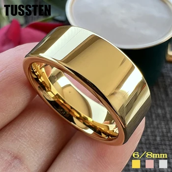 Дропшиппинг TUSSTEN 6 мм/8 мм Многоцветное вольфрамовое обручальное кольцо Модное кольцо для леди Джентльмена Блестящий лак Удобная посадка