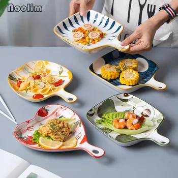Европейская керамическая форма для запекания в духовке с ручкой, Фарфоровая Тарелка для суши с милым стейком, десертом, Ресторанные Фруктовые закуски, посуда