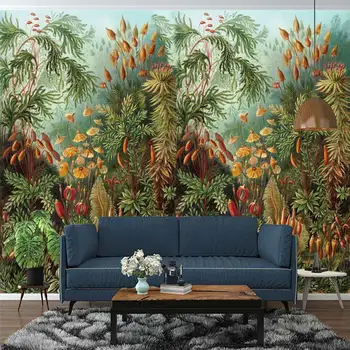 Европейский стиль ретро, растения тропического леса, 3D гостиная, спальня, самоклеящиеся обои на заказ, фрески