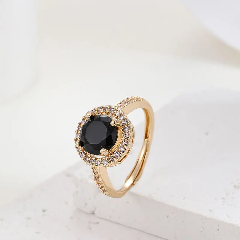 Женские кольца Obega с кубическим цирконием, черный цвет, Позолоченное кольцо для девочек, модные Аксессуары для вечеринок, Подарки . ' - ' . 0