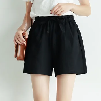 женские летние хлопчатобумажные льняные шорты, женские мини-короткие капри выше колена, однотонные серо-черные дышащие брюки с коротким карманом