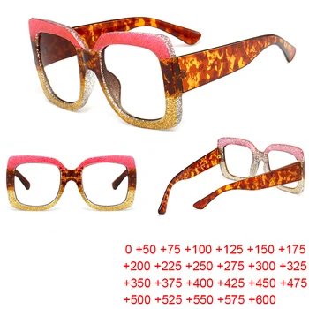 Женские очки для пресбиопии с защитой от отражения, роскошные брендовые негабаритные квадратные компьютерные очки, женские очки для чтения на фоне синего света