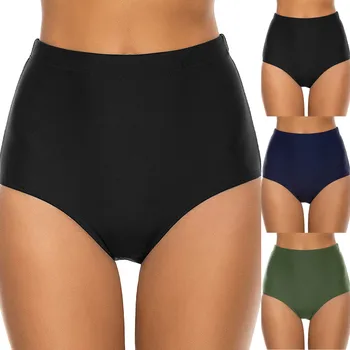 Женские плавки-бикини с высокой талией для бега, плавательные трусы, пляжные шорты, низ с рюшами для шорт