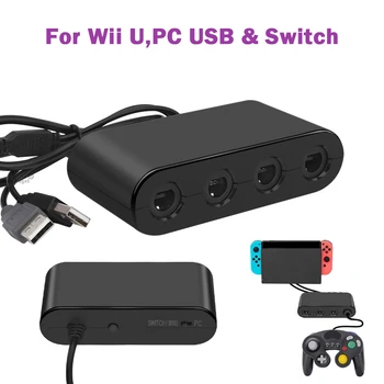 Игровой Конвертер с 4 Портами для контроллера GameCube GC USB-адаптер для Nintendo Switch NGC/Wii U/PC С поддержкой USB Turbo и вибрации
