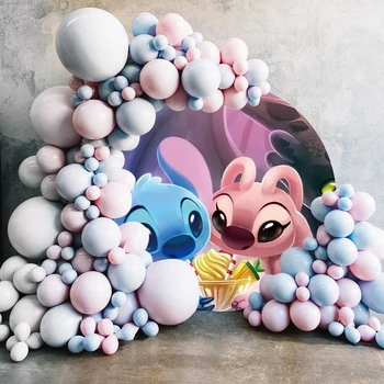 Индивидуальный круглый фон Disney с эластичной тематикой Disney Lilo & Stitch, Аксессуары для оформления вечеринки по случаю Дня рождения ребенка