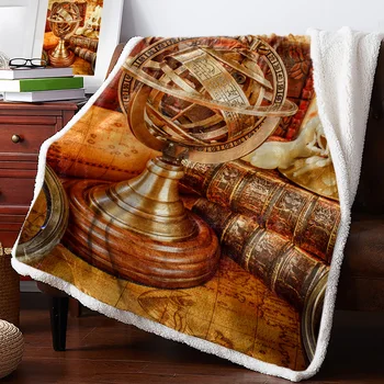 Книги Карта Компас Зимнее теплое кашемировое одеяло для кровати Шерстяные одеяла для офиса Покрывало