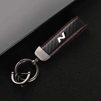 Кожаный автомобильный брелок с пряжкой в виде подковы ювелирный брелок для автомобильных аксессуаров Hyundai N N LINE с логотипом