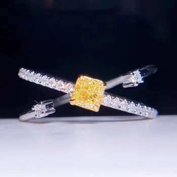 Кольца с желтыми бриллиантами 0,30 карата, Золотые Обручальные кольца с бриллиантами, женские кольца для женщин, кольца с мелкими бриллиантами