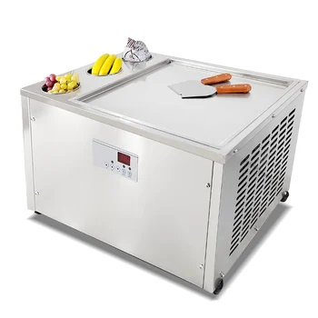 Коммерческая столешница Kolice 45x45 см (18x18 дюймов) на одной квадратной сковороде для приготовления жареного мороженого, машина для приготовления рулетного мороженого-3 емкости