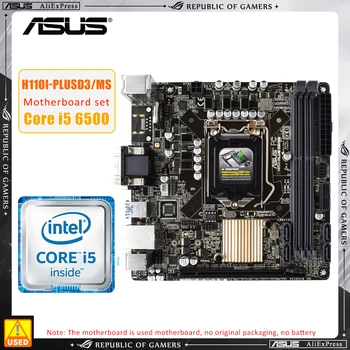 Комплект материнской платы Asus H110I-PLUS D3 / MS с процессором i5 6500 Комплект чипсета H110 Поддерживает память DDR3 объемом 32 ГБ, подходящую для Core i7 i5 i3