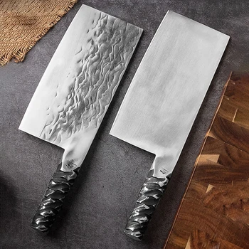 Кухонный нож Longquan с ручкой из нержавеющей стали, 8-дюймовый Острый измельчитель, Тесак, Кованый нож ручной работы, инструменты для мяса, птицы, Фарфор Messer