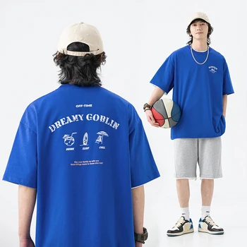 Летняя новинка, 230 г хлопковая футболка с короткими рукавами, мужская свободная футболка японского бренда Tide