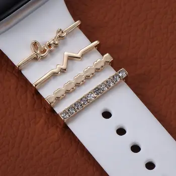 Металлические подвески на запястье Декоративное кольцо для ремешка Apple Watch с бриллиантовым орнаментом Силиконовый ремешок Аксессуары для браслета iwatch