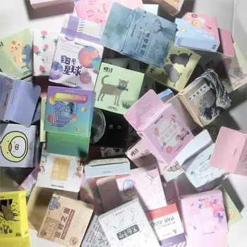 Милый кошачий лейбл Kawaii Diary Ручной работы, хлопья клейкой бумаги, Япония, винтажная коробка, мини-наклейка, канцелярские принадлежности для скрапбукинга